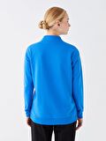 Dik Yaka Düz Uzun Kollu Kadın Sweatshirt