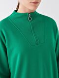 Dik Yaka Düz Uzun Kollu Kadın Sweatshirt