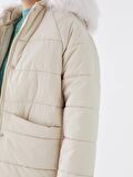 Kapüşonlu Düz Oversize Kadın Şişme Mont
