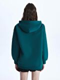 Baskılı Uzun Kollu Oversize Kadın Hoodie