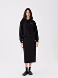Baskılı Uzun Kollu Oversize Kadın Hoodie