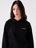 Baskılı Uzun Kollu Oversize Kadın Hoodie