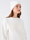 Bisiklet Yaka Nakışlı Uzun Kollu Kadın Sweatshirt