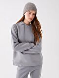 Düz Uzun Kollu Oversize Kadın Hoodie