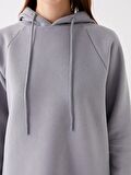 Düz Uzun Kollu Oversize Kadın Hoodie