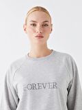 Bisiklet Yaka Baskılı Uzun Kollu Oversize Kadın Sweatshirt