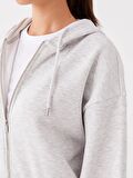 Kapüşonlu Oversize Kadın Fermuarlı Sweatshirt