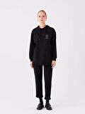 Kapüşonlu Baskılı Oversize Kadın Sweatshirt Tunik