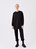 Bisiklet Yaka Düz Uzun Kollu Kadın Sweatshirt Tunik