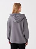 Baskılı Uzun Kollu Kadın Hoodie