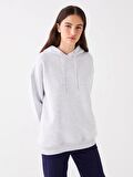 Baskılı Uzun Kollu Oversize Kadın Hoodie