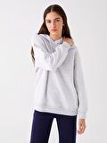 Baskılı Uzun Kollu Oversize Kadın Hoodie