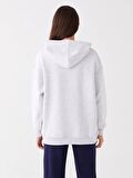 Baskılı Uzun Kollu Oversize Kadın Hoodie
