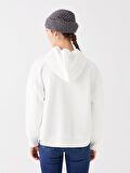 Baskılı Uzun Kollu Oversize Kadın Hoodie