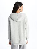 Baskılı Uzun Kollu Oversize Kadın Hoodie