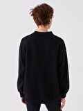 Gömlek Yaka Wednesday Baskılı Uzun Kollu Oversize Kadın Sweatshirt