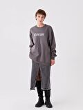 Bisiklet Yaka Wednesday Baskılı Uzun Kollu Oversize Kadın Sweatshirt