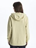 Kapüşonlu Baskılı Uzun Kollu Kadın Sweatshirt Tunik