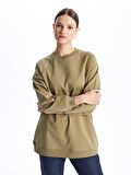 Bisiklet Yaka Düz Uzun Kollu Kadın Sweatshirt Tunik