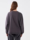 Bisiklet Yaka Disney Baskılı Uzun Kollu Kadın Sweatshirt Anne Kız Kombini