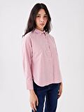Çizgili Uzun Kollu Oversize Poplin Kadın Gömlek