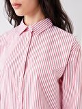 Çizgili Uzun Kollu Oversize Poplin Kadın Gömlek