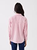 Çizgili Uzun Kollu Oversize Poplin Kadın Gömlek