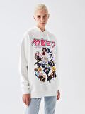 Hatsune Miku Baskılı Uzun kollu Oversize Kadın Hoodie