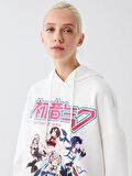 Hatsune Miku Baskılı Uzun kollu Oversize Kadın Hoodie