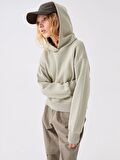 Düz Uzun Kollu Oversize Kadın Hoodie