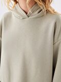 Düz Uzun Kollu Oversize Kadın Hoodie