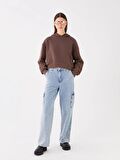 Düz Uzun Kollu Oversize Kadın Hoodie