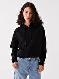 Düz Uzun Kollu Oversize Kadın Hoodie