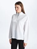 Dik Yaka Oversize Kadın Sweatshirt