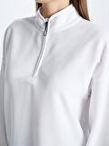 Dik Yaka Oversize Kadın Sweatshirt