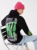 Rick and Morty Baskılı Uzun Kollu Oversize Kadın Hoodie