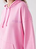 Baskılı Uzun Kollu Oversize Kadın Hoodie Anne Kız Kombini