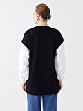 Bisiklet Yaka Renk Bloklu Uzun Kollu Kadın Sweatshirt Tunik