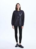 Bisiklet Yaka Bambi Baskılı Uzun Kollu Oversize Kadın Sweatshirt