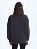 Bisiklet Yaka Bambi Baskılı Uzun Kollu Oversize Kadın Sweatshirt