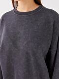 Bisiklet Yaka Oversize Kadın Sweatshirt