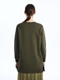 Bisiklet Yaka Düz Uzun Kollu Kadın Sweatshirt Tunik
