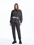 Baskılı Uzun Kollu Oversize Kadın Hoodie