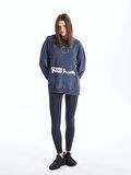 Baskılı Uzun Kollu Oversize Kadın Hoodie