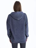 Baskılı Uzun Kollu Oversize Kadın Hoodie