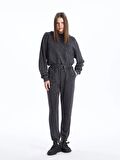 Düz Uzun Kollu Oversize Kadın Crop Hoodie