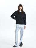 Bisiklet Yaka Düz Uzun Kollu Kadın Sweatshirt Tunik