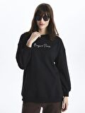 Bisiklet Yaka Nakışlı Uzun Kollu Kadın Sweatshirt Tunik