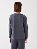 Bisiklet Yaka Düz Uzun Kollu Kadın Sweatshirt