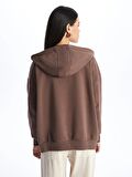 Kapüşonlu Oversize Kadın Fermuarlı Sweatshirt